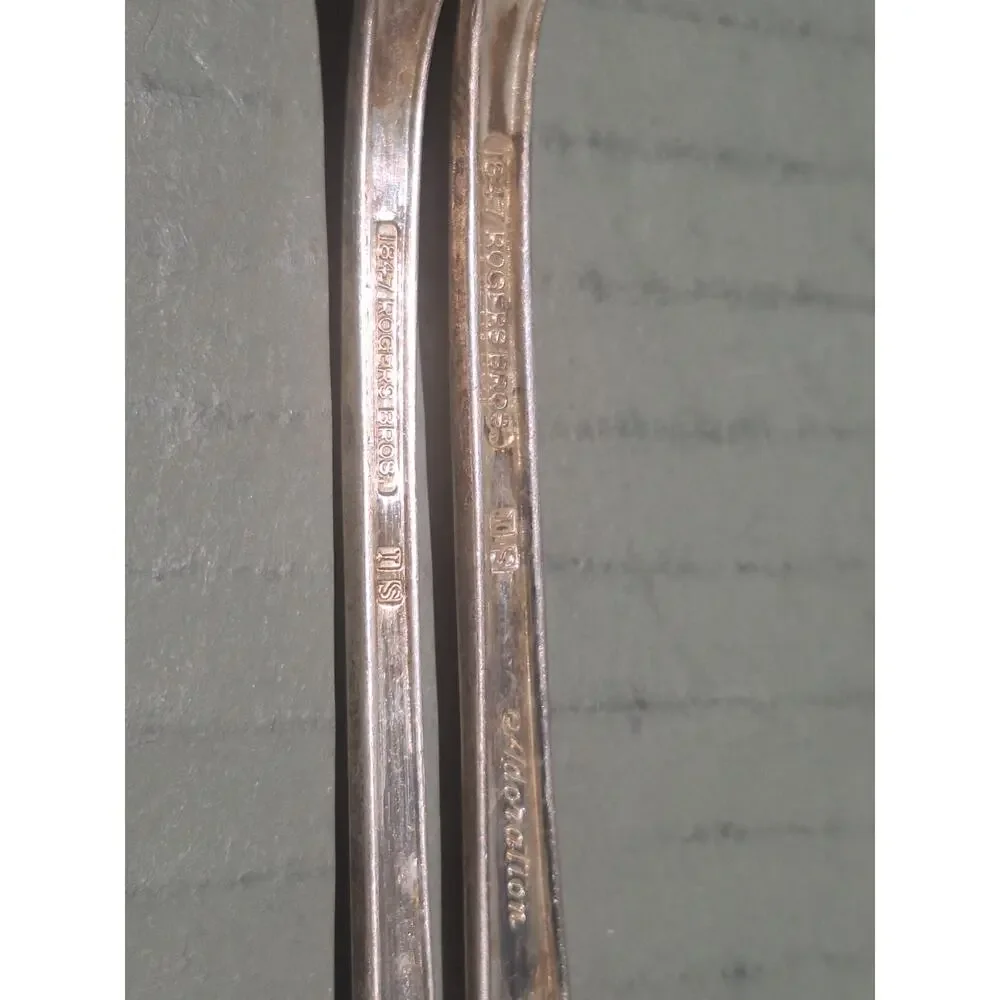 1847 Rogers Bros Adoration Silverplate Pickle Fork Pierced Serving Spoon Set